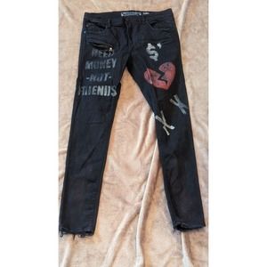 HERITAGE AMERICA Men's "38 x 34" NEED MONEY NOT FRIENDS Jeans(Actual 38x32)